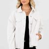 Jackets * | Flash Sale Bella Ella Boutique Confidence Is Key White Corduroy Jacket