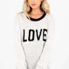 Sweaters * | Promo Bella Ella Boutique Love Cream Knit Sweater