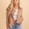 Jackets * | Flash Sale Bella Ella Boutique Thank Your Lucky Stars Cropped Jacket Light Brown