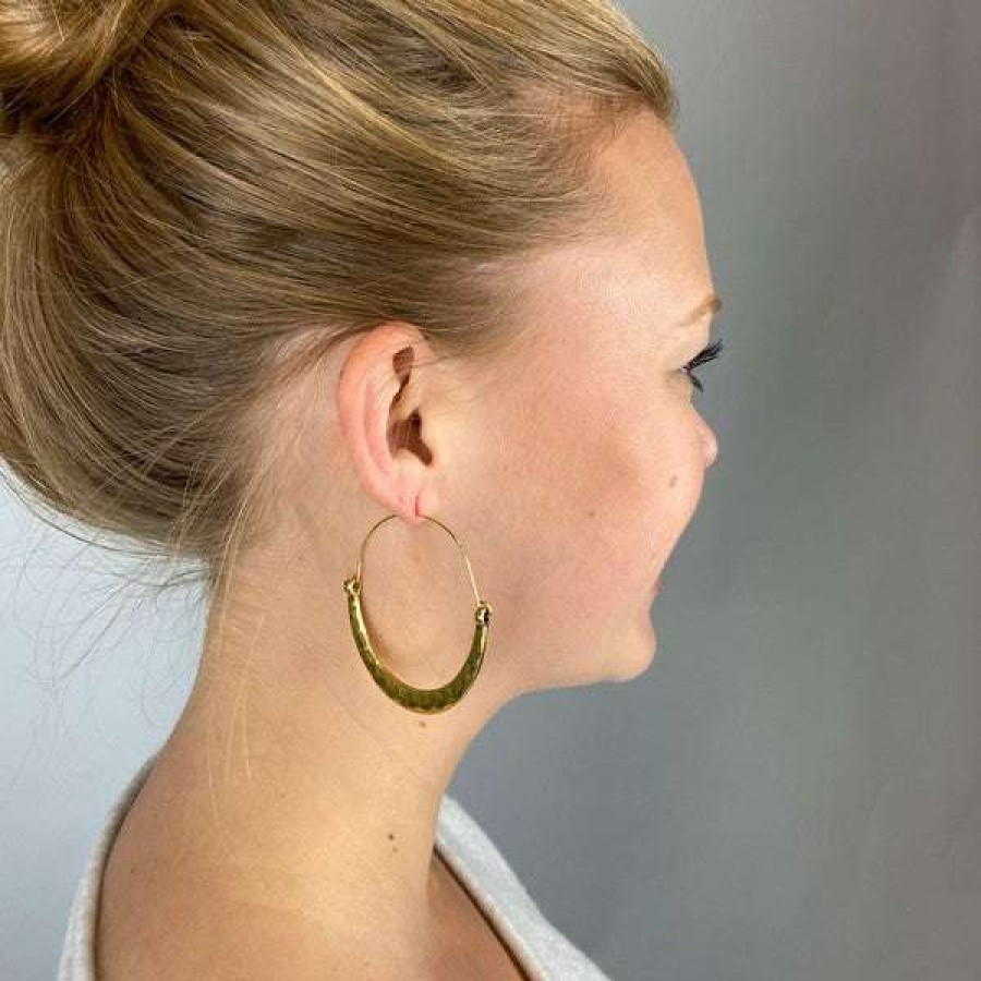 Jewelry * | Flash Sale Funky Monkey Fashion Big Hoop Earrings Gold