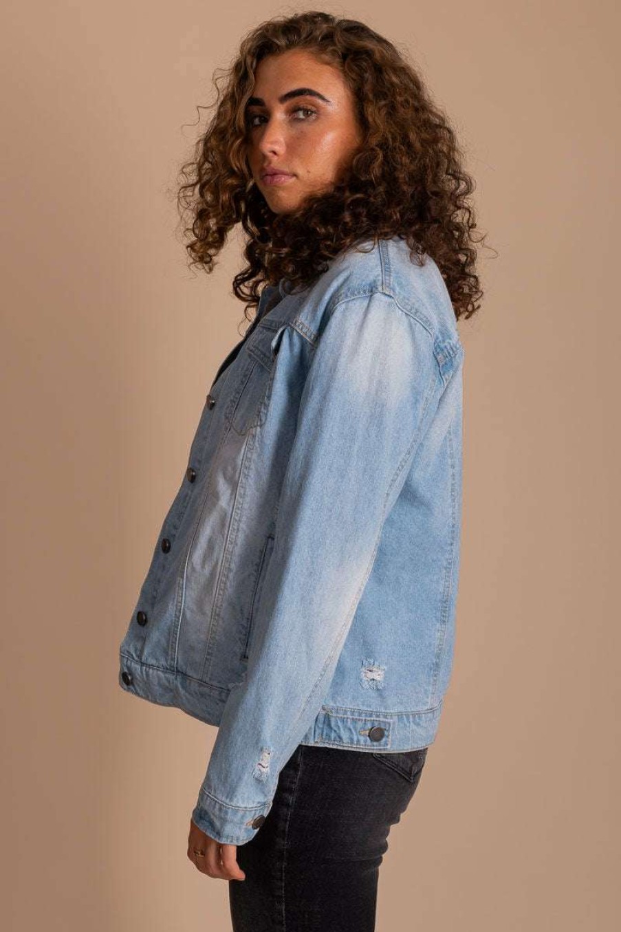 Jackets * | Best Reviews Of C'Est Toi Fade Into View Distressed Denim Jacket