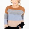 Sweaters * | Buy Bella Ella Boutique Dream Come True Light Blue Multi Striped Sweater