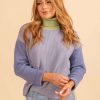 Sweaters * | Budget Wholesale Fashion Trends Painted Canvas Color Block Turtleneck Sweater