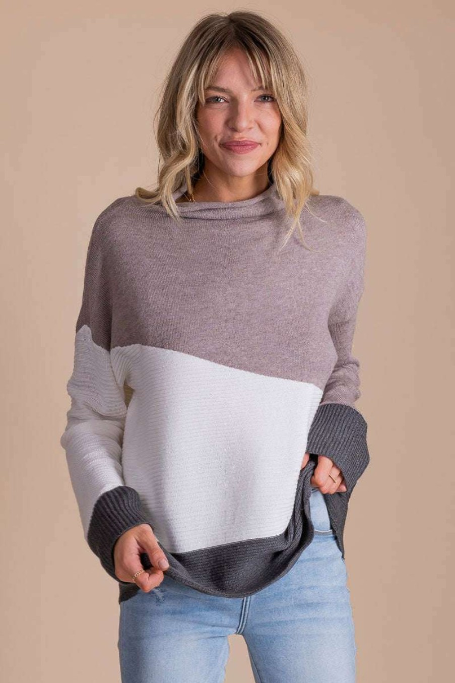 Sweaters * | Outlet Eesome On A Hayride Turtleneck Sweater Gray