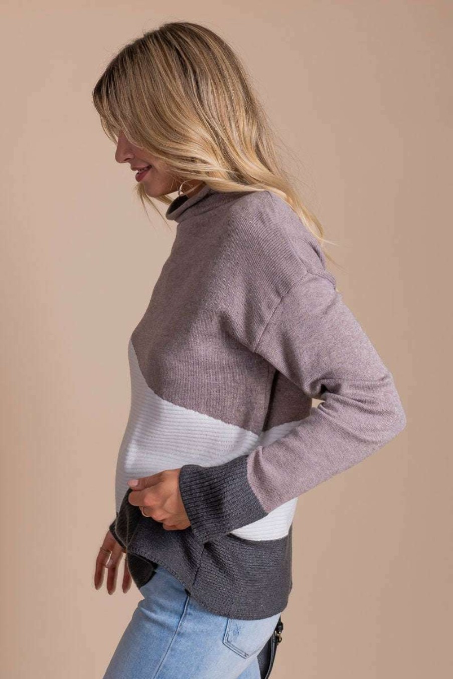 Sweaters * | Outlet Eesome On A Hayride Turtleneck Sweater Gray