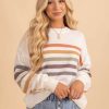 Sweaters * | Promo Be Cool Sweater Weather Striped Knit Sweater Off White