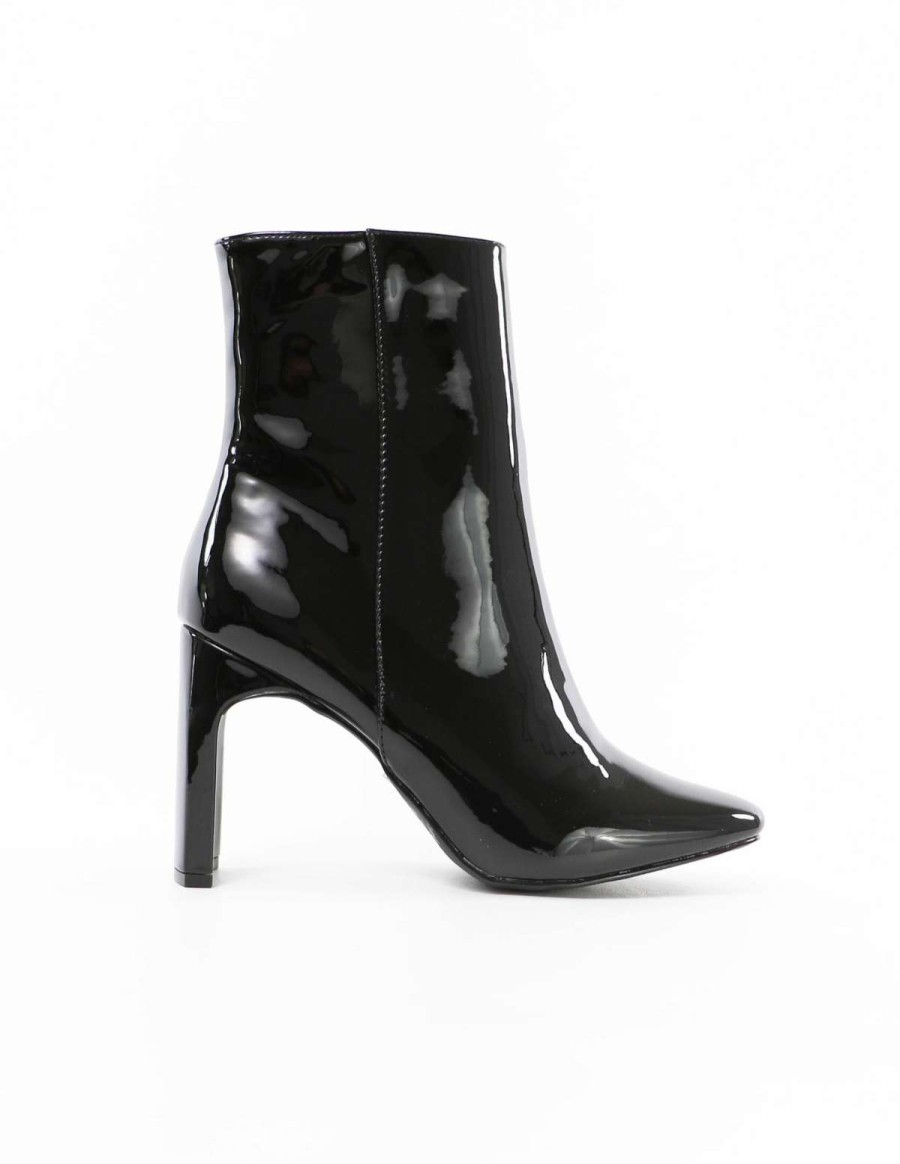 Shoes * | Top 10 Qupid And Your Point Is Ankle Bootie Black Patent