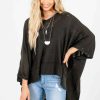 Sweaters * | Top 10 Bella Ella Boutique Joyful Heart Charcoal Gray Sweater Poncho