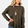 Sweaters * | Best Pirce Bella Ella Boutique Lost In Thought Olive Sweater