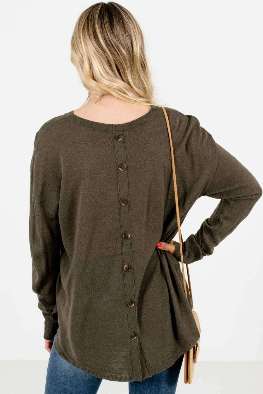 Sweaters * | Best Pirce Bella Ella Boutique Lost In Thought Olive Sweater