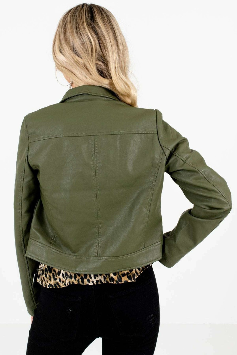 Jackets * | Brand New Bella Ella Boutique Girls Night Out Green Jacket