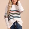 Sweaters * | Best Sale Stacatto Crazy Beautiful Life Striped Pullover Sweater Off White