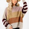 Sweaters * | Flash Sale Bella Ella Boutique Sweater Weather Beige Multi Striped Sweater