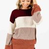 Sweaters * | Cheapest Bella Ella Boutique Natural Beauty Taupe Multi Striped Sweater