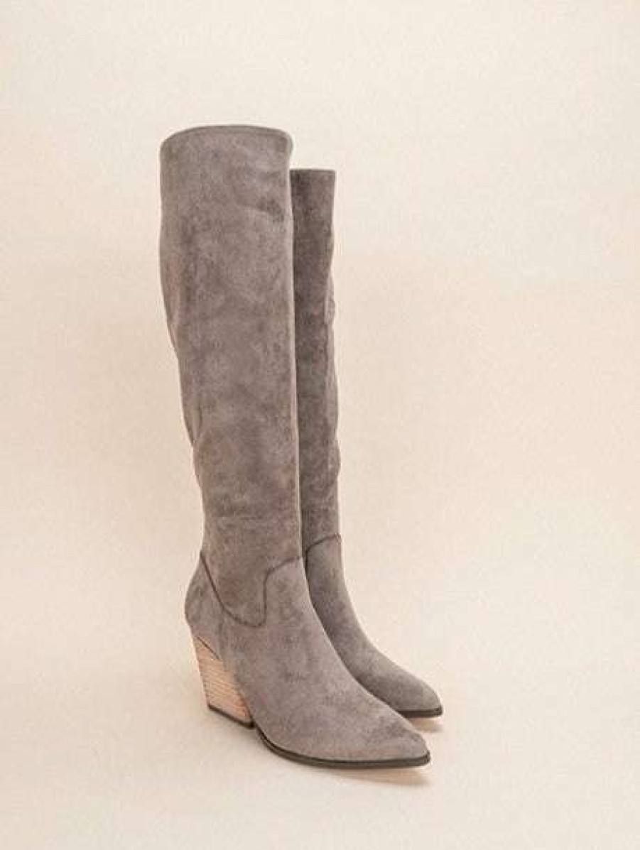 Shoes * | Promo Let'S See Style Anything But Average Knee-High Boots Gray