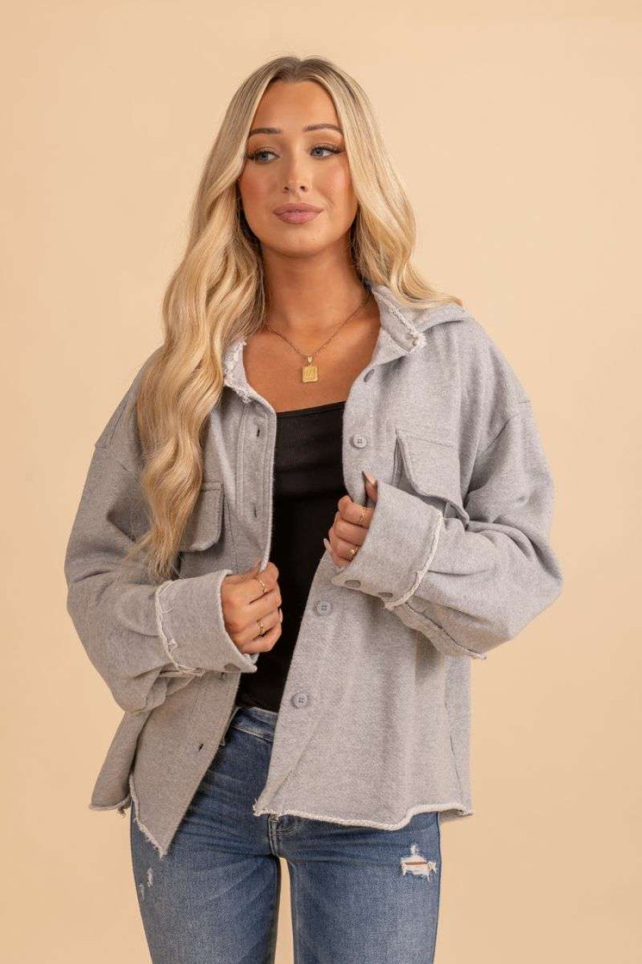 Jackets * | Budget Wholesale Fashion Trends Doing It Now Button Up Jacket