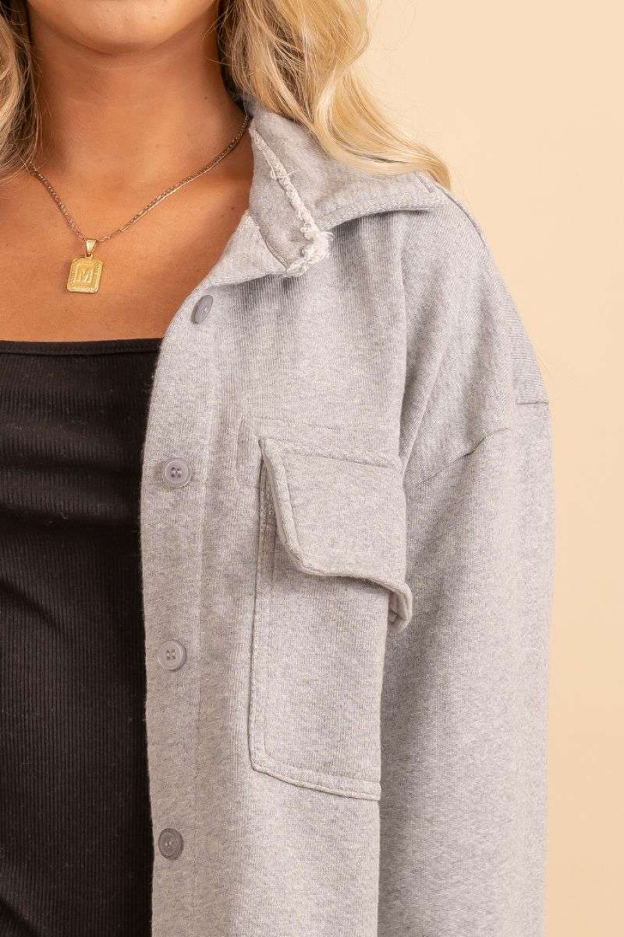 Jackets * | Budget Wholesale Fashion Trends Doing It Now Button Up Jacket