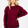 Sweaters * | Hot Sale Bella Ella Boutique Lost In Thought Burgundy Sweater