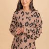 Sweaters * | Coupon Gigio Cheetah Love Oversized Sweater Light Brown