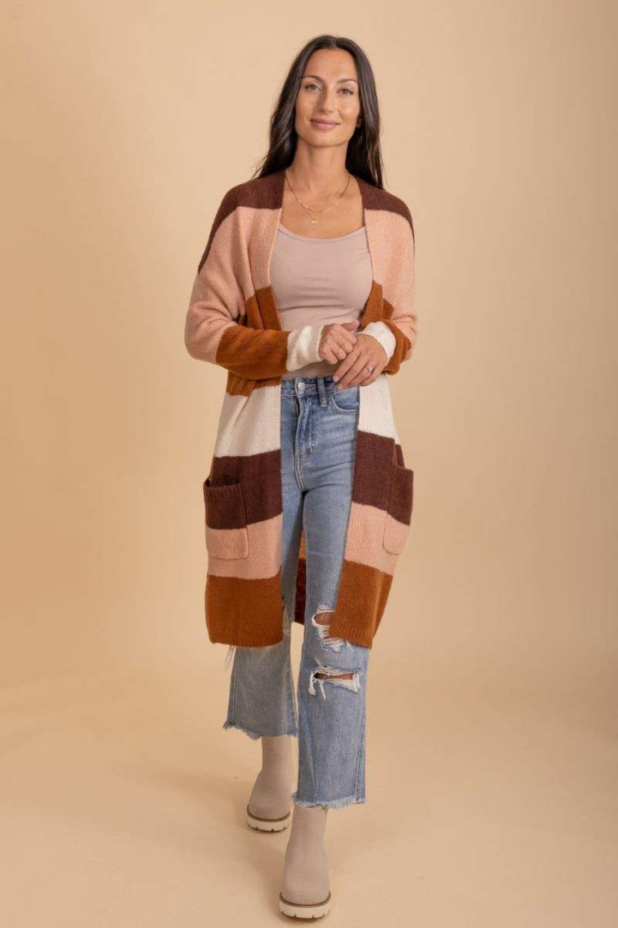 Cardigans * | Best Pirce Wholesale Fashion Trends Autumn Wishes Striped Cardigan