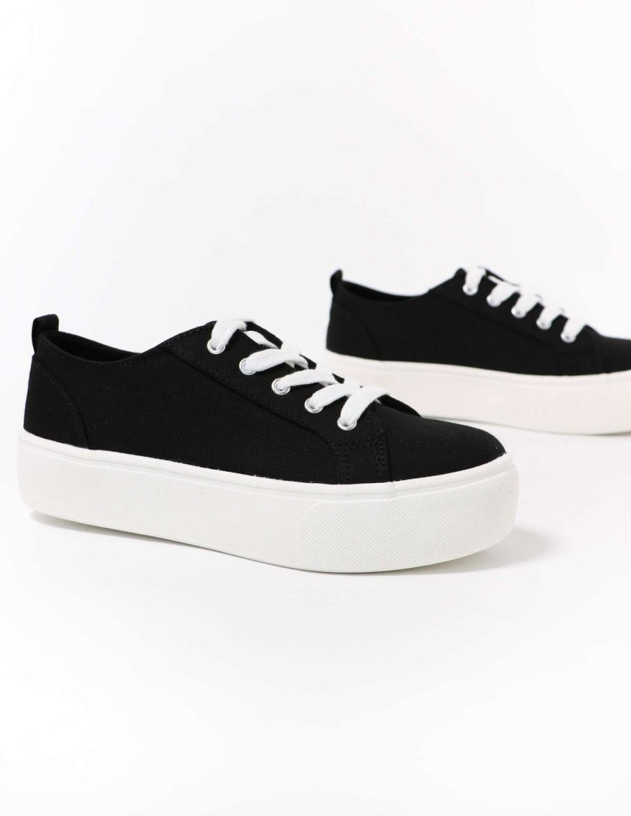 Shoes * | Deals Soda Lace Take It Slow Platform Sneaker Black