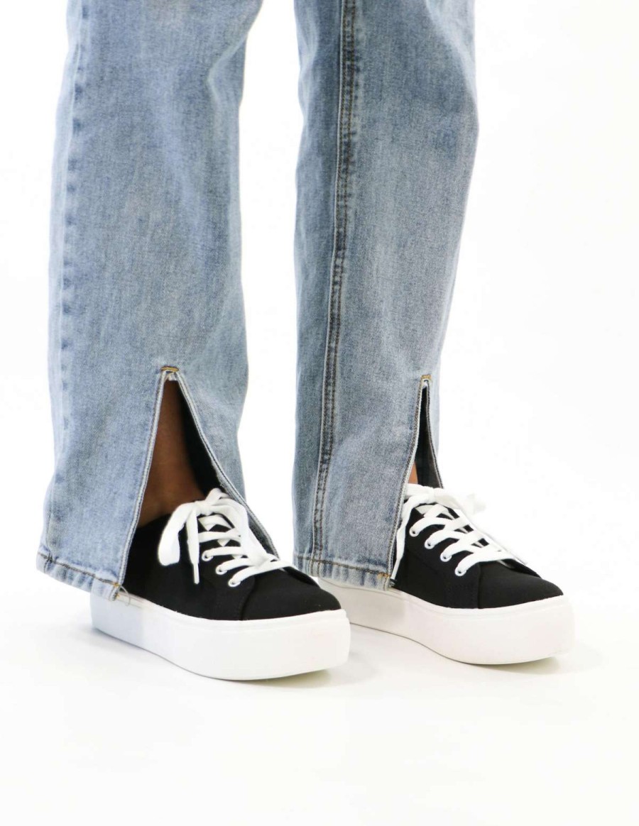 Shoes * | Deals Soda Lace Take It Slow Platform Sneaker Black