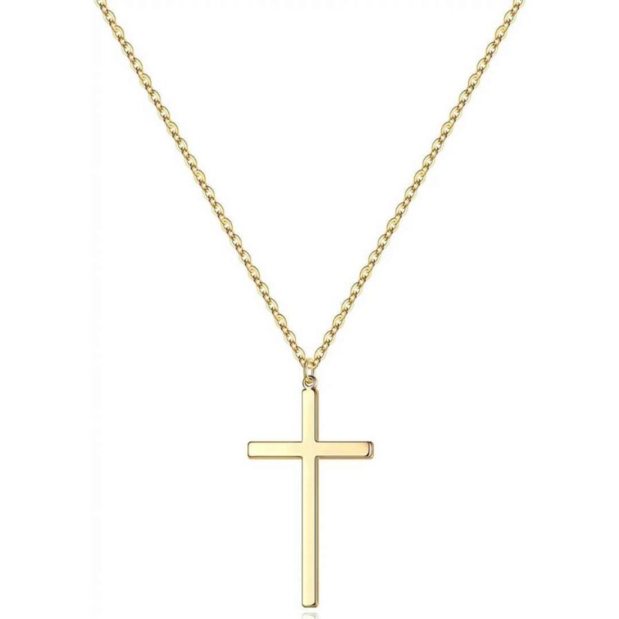 Jewelry * | Outlet Bella Ella Boutique Gold Cross Necklace