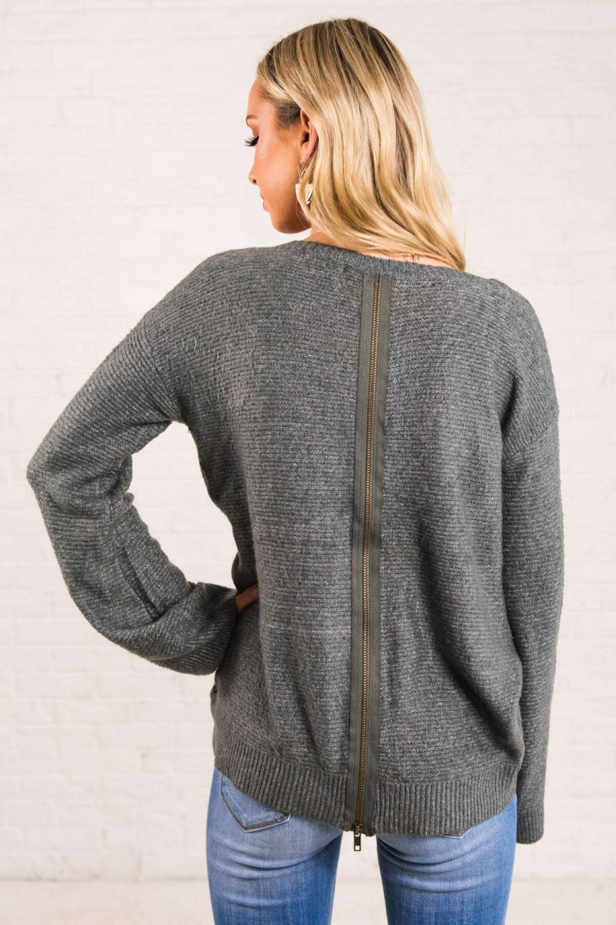 Sweaters * | New Bella Ella Boutique Believe In Yourself Gray Sweater