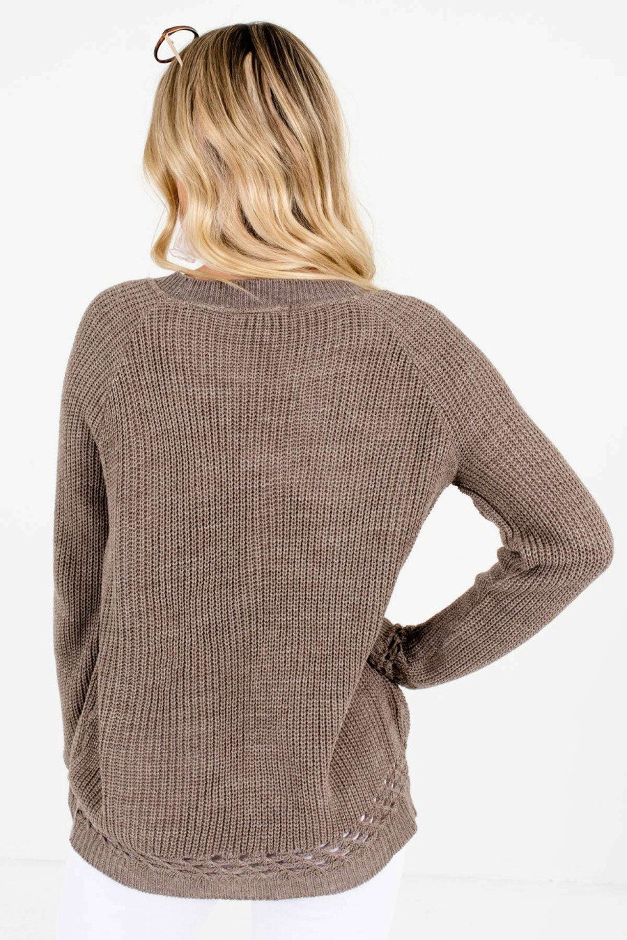 Sweaters * | New Bella Ella Boutique Make A Change Brown Sweater