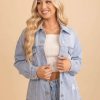 Jackets * | Budget Love Tree Happy Right Now Oversized Denim Jacket Light Blue