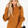 Sweaters * | Cheap Bella Ella Boutique Pumpkin Patch Orange Ruffle Sleeve Sweater