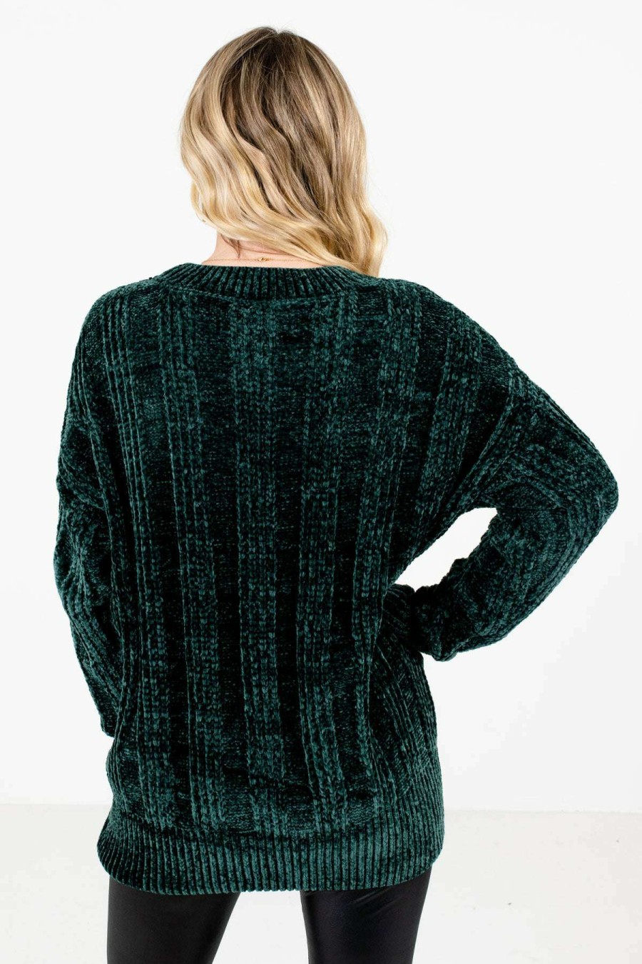 Sweaters * | Outlet Bella Ella Boutique Warm Embrace Green Sweater