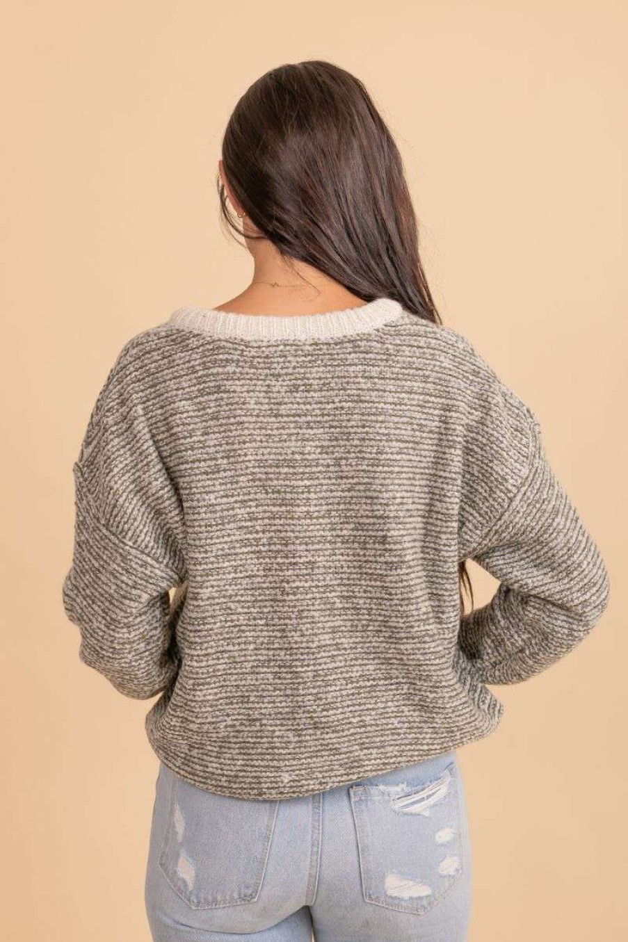 Sweaters * | New Blu Pepper Time To Adventure Long Sleeve Sweater Green