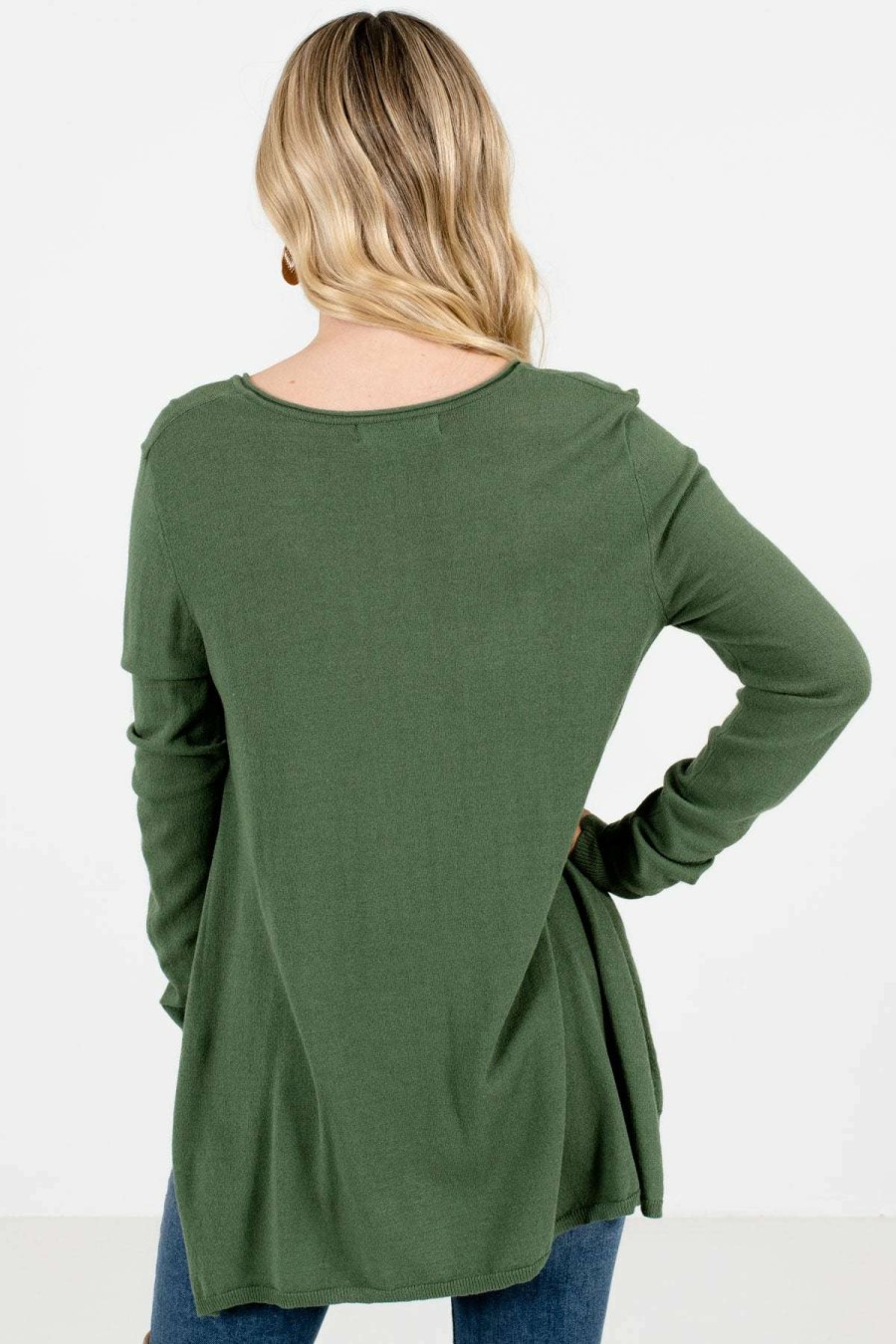 Sweaters * | Best Sale Bella Ella Boutique Enjoy The Moment Olive Sweater