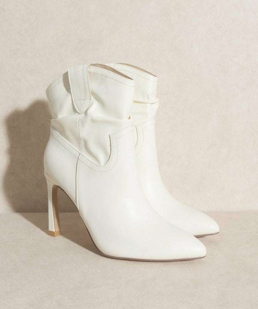 Shoes * | Best Reviews Of Kke Originals Western Walk Ankle Heel White