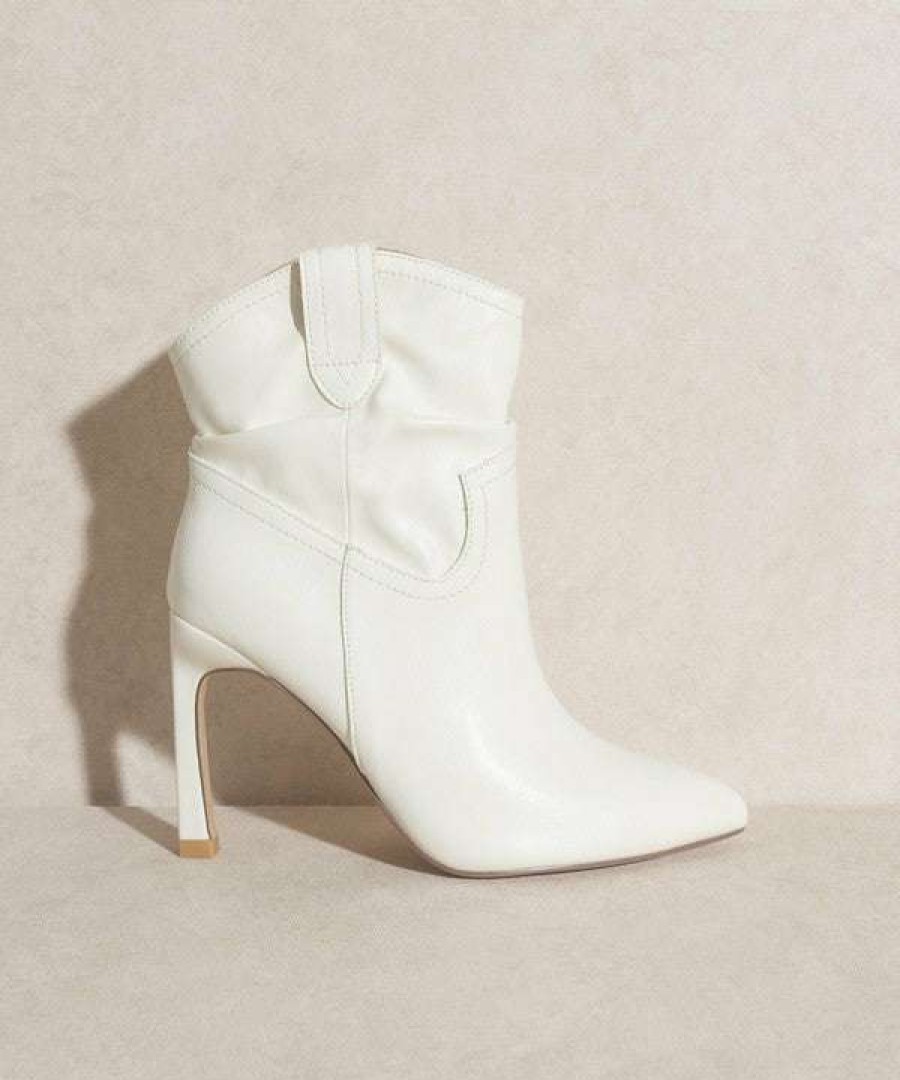 Shoes * | Best Reviews Of Kke Originals Western Walk Ankle Heel White