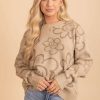 Sweaters * | Brand New Timing See The Light Happy Face Sweater Light Brown