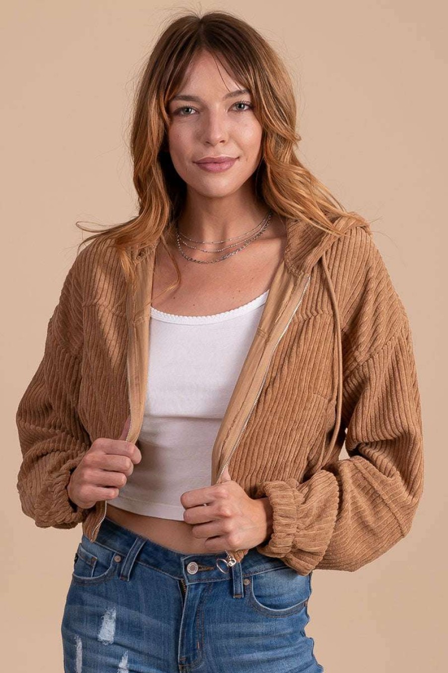 Jackets * | Flash Sale Hyfve Believe In Me Cropped Corduroy Jacket