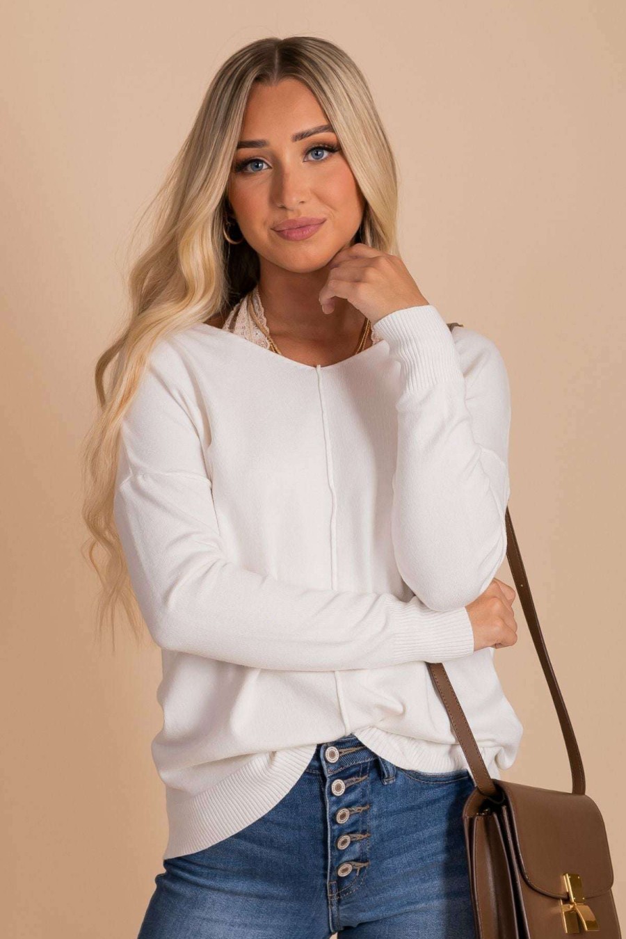 Sweaters * | Cheap Zenana First Frost V-Neck Sweater