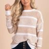 Sweaters * | Best Pirce Stacatto Long Lost Love Striped Knit Sweater Light Brown