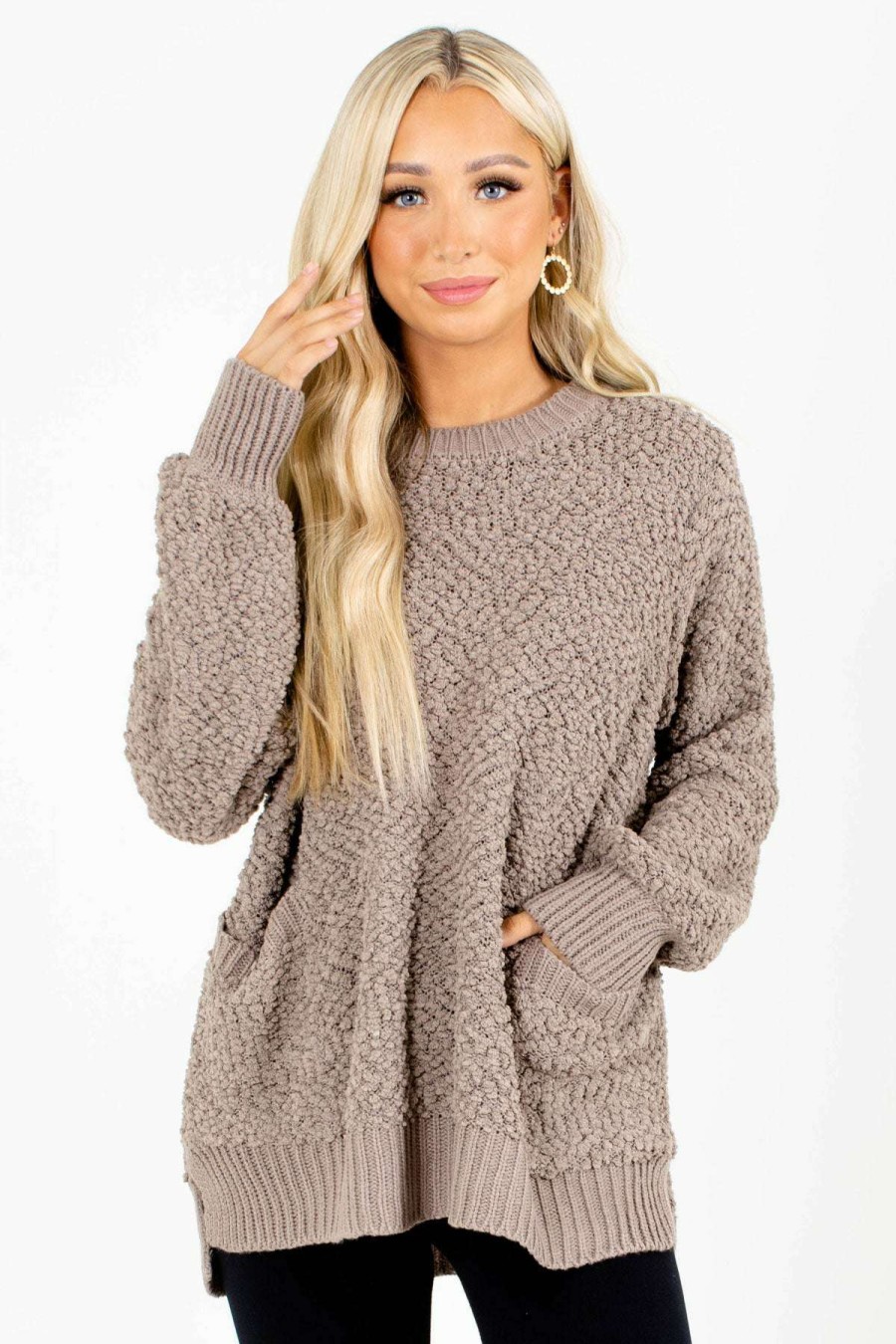 Sweaters * | Cheap Zenana Open Arms Popcorn Knit Sweater