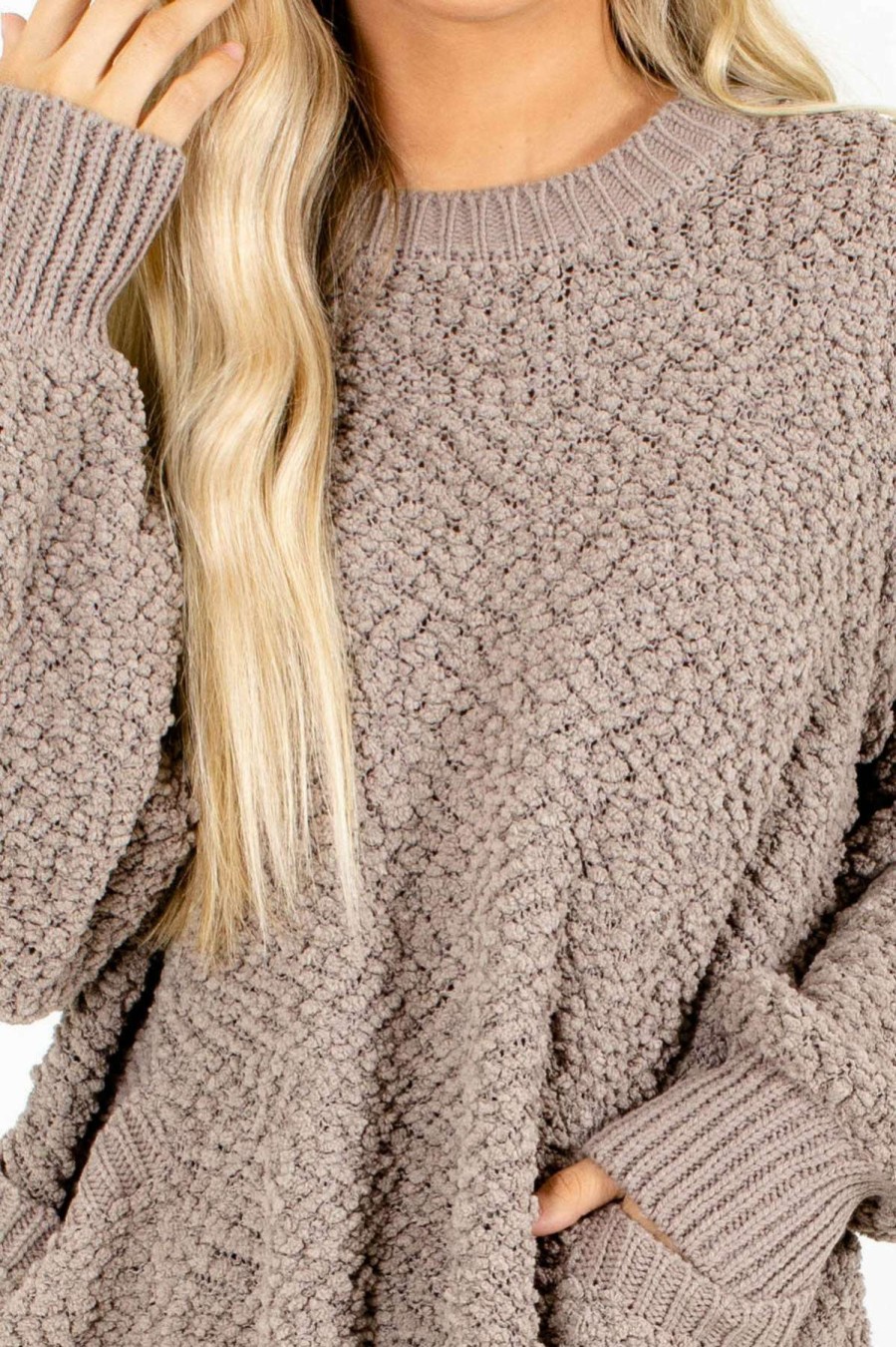 Sweaters * | Cheap Zenana Open Arms Popcorn Knit Sweater