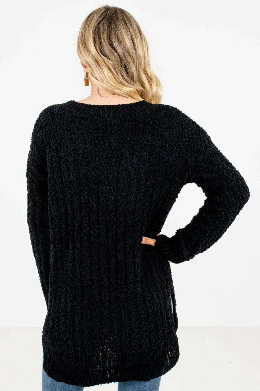 Sweaters * | Best Pirce Bella Ella Boutique Crushing On You Black Sweater