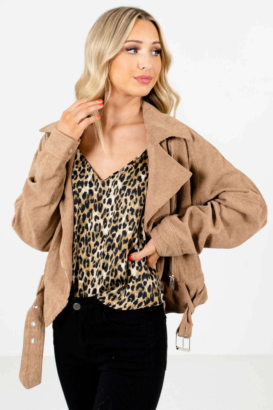 Jackets * | Best Pirce Bella Ella Boutique Make An Entrance Brown Corduroy Jacket