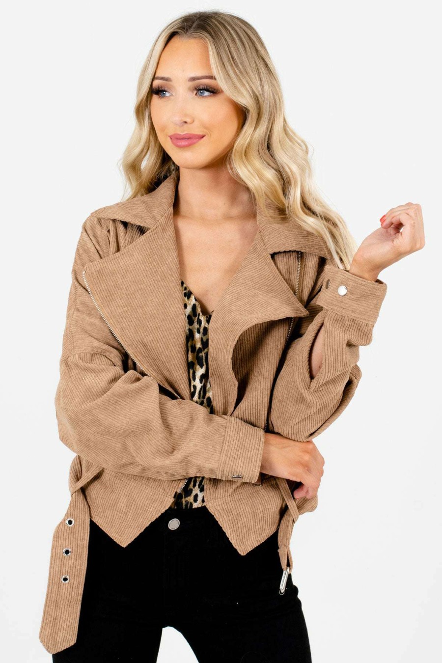 Jackets * | Best Pirce Bella Ella Boutique Make An Entrance Brown Corduroy Jacket