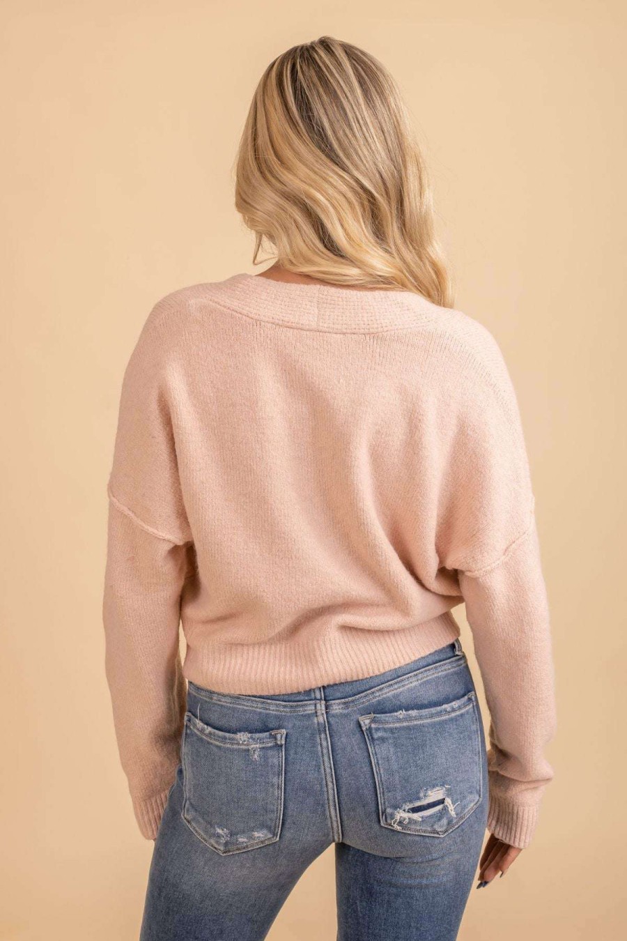 Sweaters * | Cheapest Wholesale Fashion Trends Promises Button Up Sweater Pink