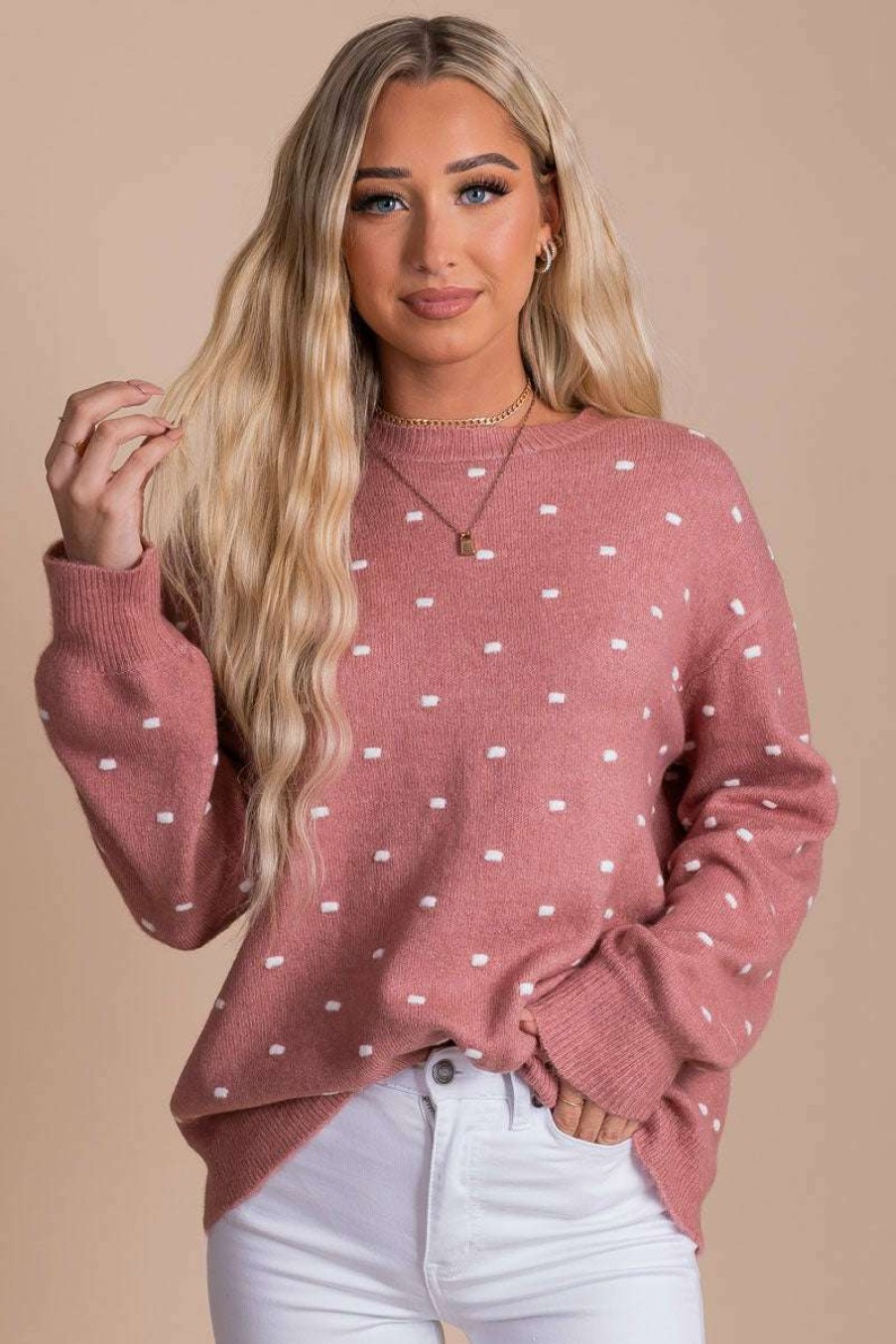 Sweaters * | Wholesale Be Cool Stay Sweet Dotted Knit Sweater