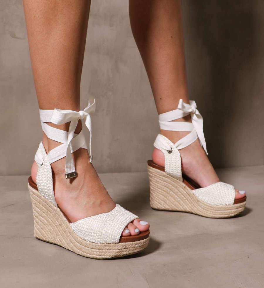 Shoes * | Hot Sale Mia It'S Crochet With Us Wedge White