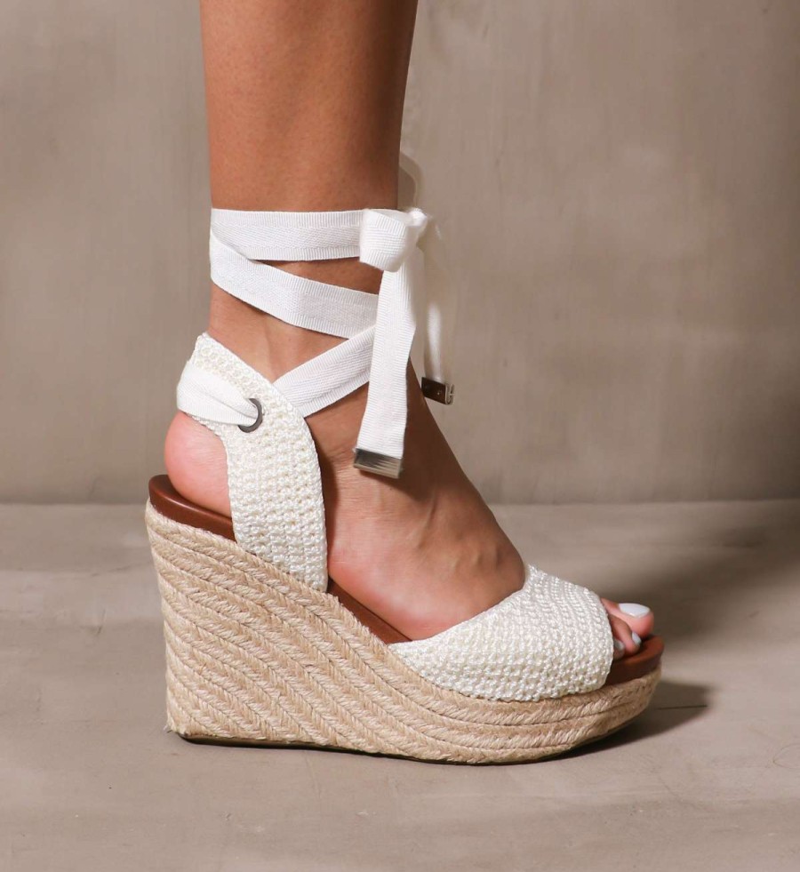 Shoes * | Hot Sale Mia It'S Crochet With Us Wedge White