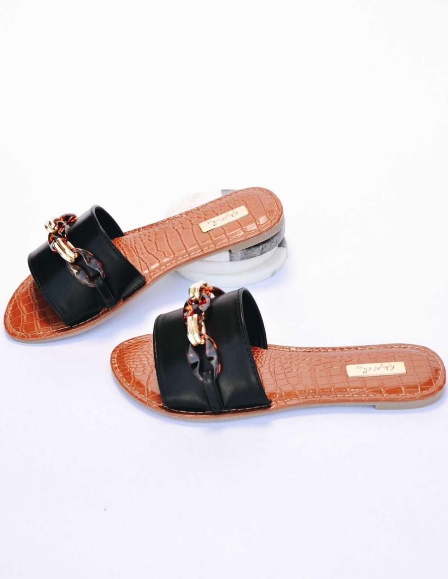 Shoes * | Best Pirce Qupid Step A-Slide Sandal Black